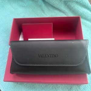 Valentino Black Leather Eyewear Case